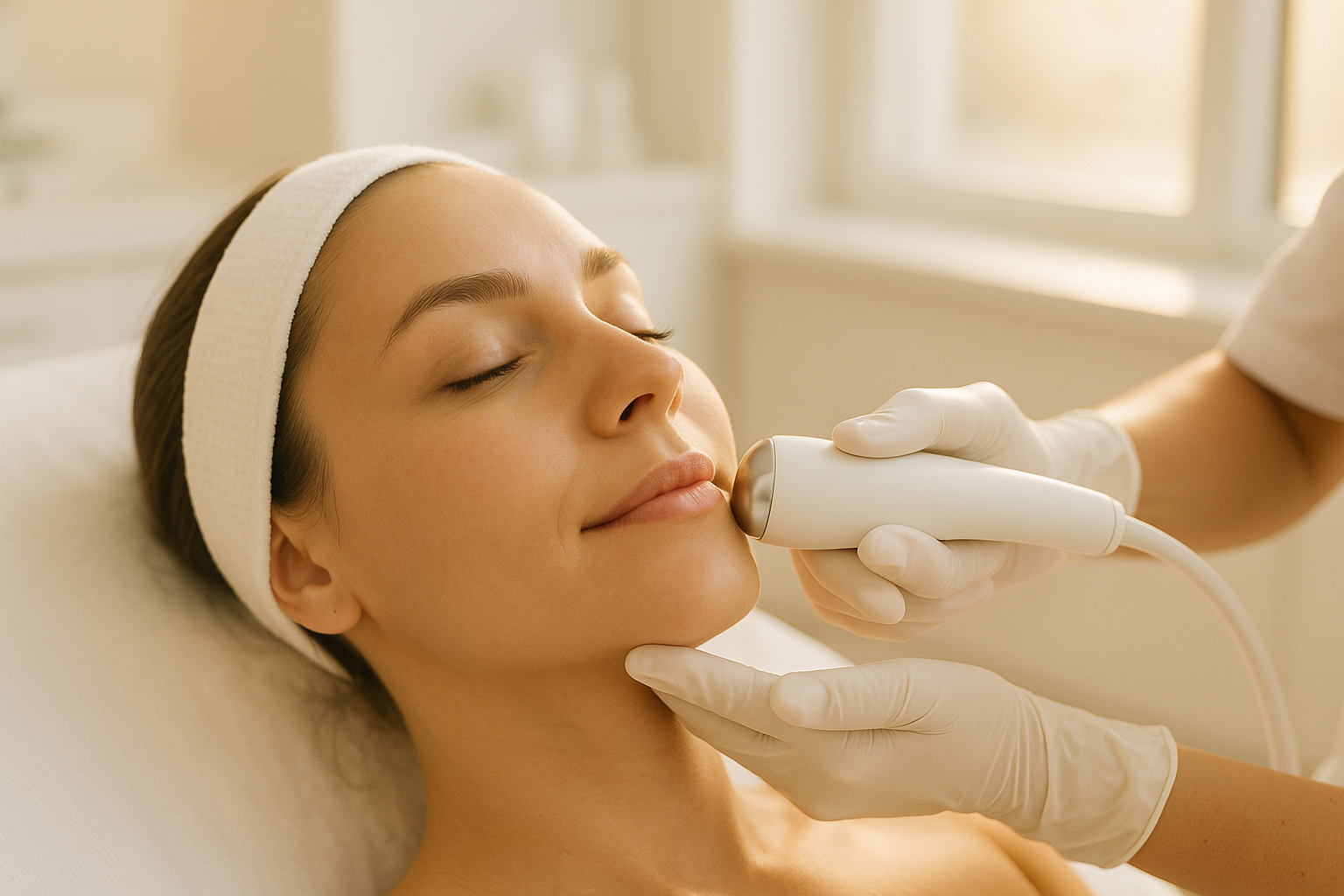 Woman receiving Emface facial treatment